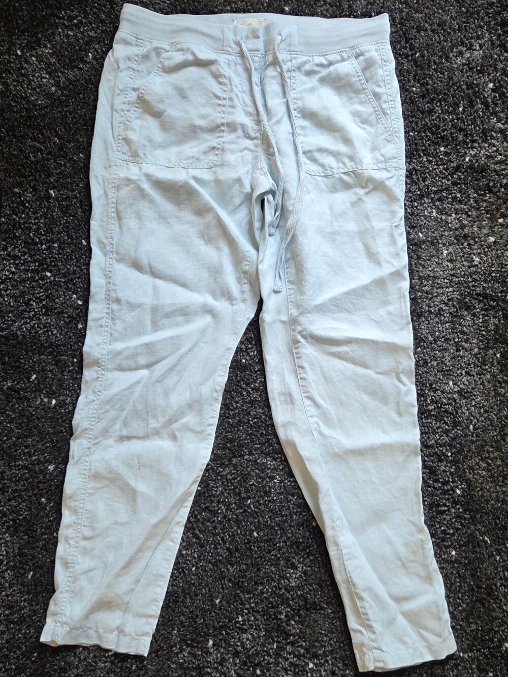 Lou & Grey Light Blue Linen Drawstring Pants Sz Small
